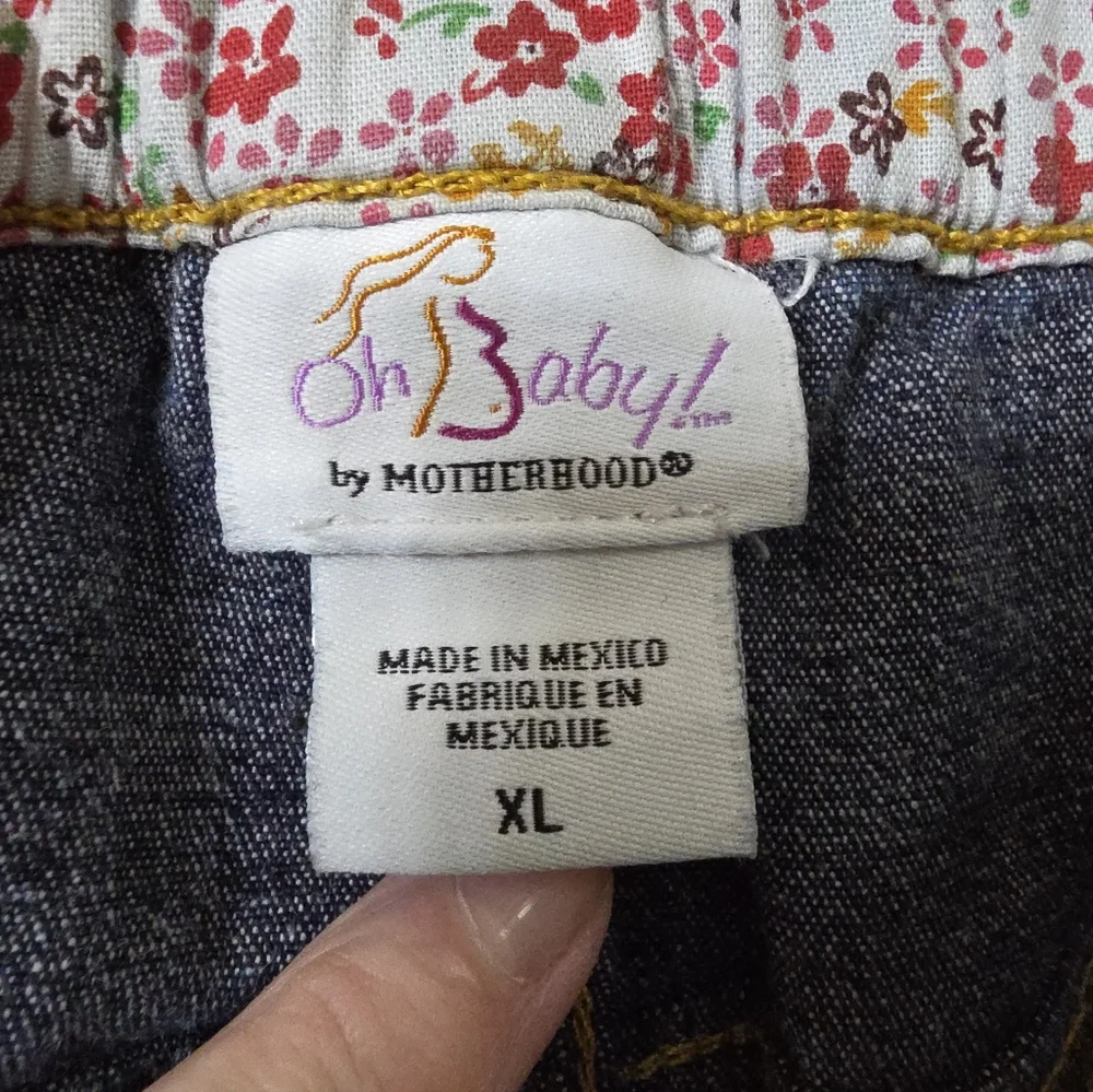 Oh Baby! MOTHERHOOD 36 XL Maternity Cargo Shorts Blue Denim Jean Drawstring Hem - Picture 6 of 8